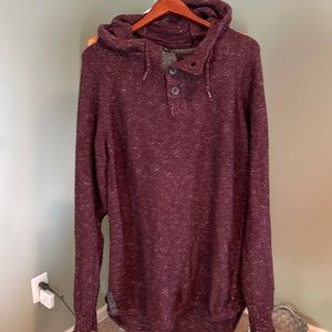 Mens Button Neck Hoody Sweater XL